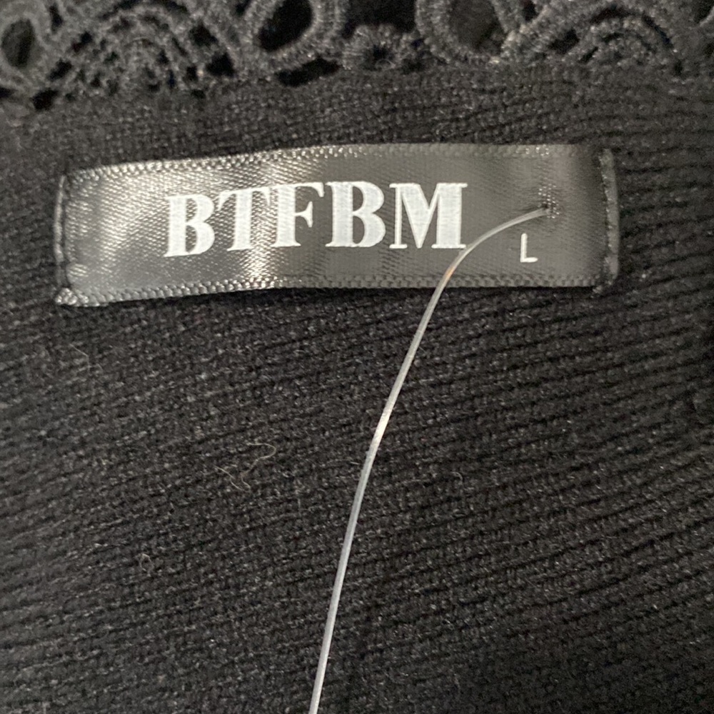 BTFBM Black Bodycon Balloon Sleeve Sweater Dress Size Large 🌼 - Picture 4 of 6